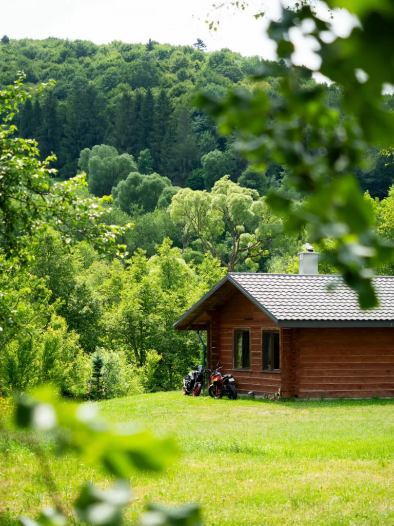 Domek parterowy LYNX wśród zieleni — domek parterowy LYNX, domki W Dolinie Sanu w Zatwarnicy (Bieszczady)
